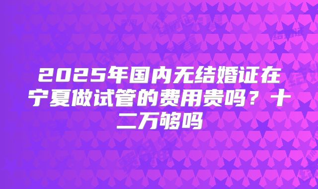 2025年国内无结婚证在宁夏做试管的费用贵吗?十二万够吗