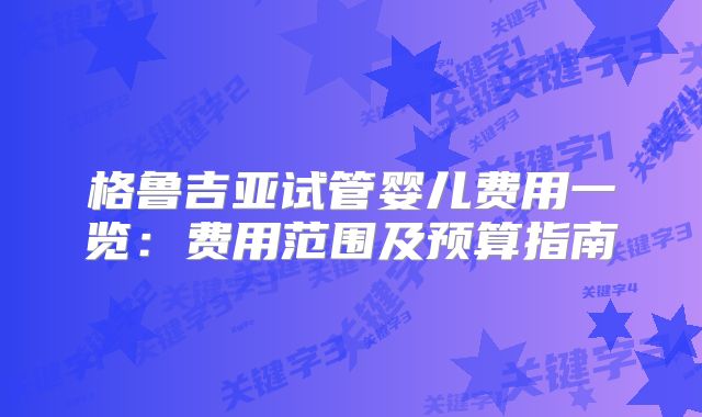 格鲁吉亚试管婴儿费用一览:费用范围及预算指南