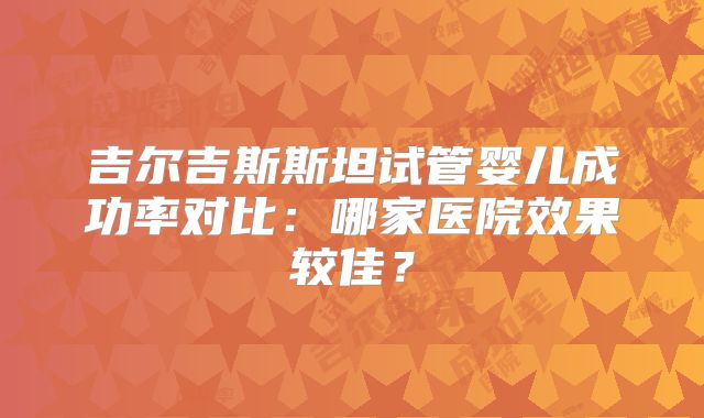 吉尔吉斯斯坦试管婴儿成功率对比:哪家医院效果较佳?
