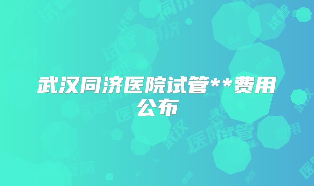 武汉同济医院试管**费用公布