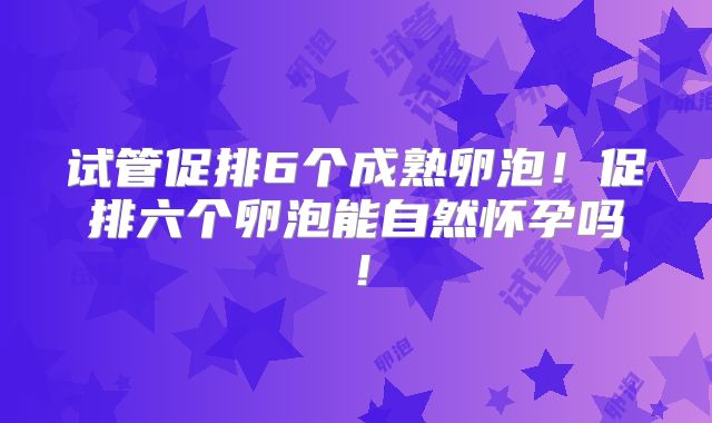 试管促排6个成熟卵泡！促排六个卵泡能自然怀孕吗！