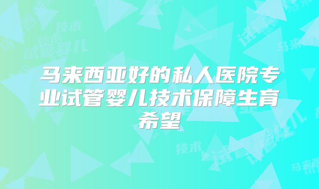 马来西亚好的私人医院专业试管婴儿技术保障生育希望