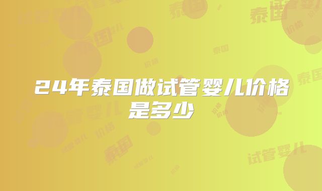 24年泰国做试管婴儿价格是多少