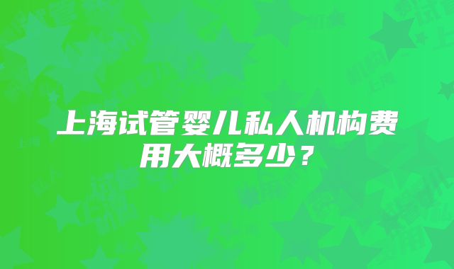 上海试管婴儿私人机构费用大概多少？