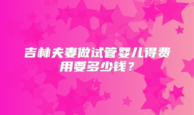 吉林夫妻做试管婴儿得费用要多少钱？