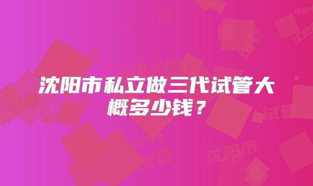 沈阳市私立做三代试管大概多少钱？