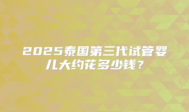 2025泰国第三代试管婴儿大约花多少钱?