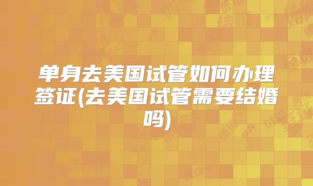 单身去美国试管如何办理签证(去美国试管需要结婚吗)