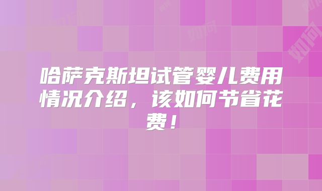 哈萨克斯坦试管婴儿费用情况介绍,该如何节省花费!