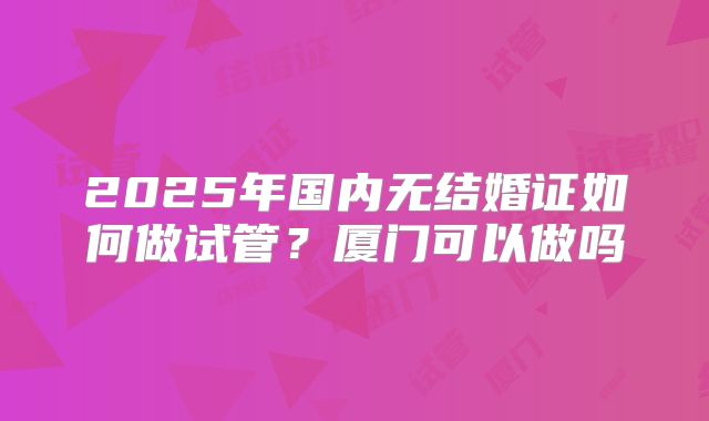 2025年国内无结婚证如何做试管？厦门可以做吗