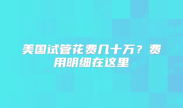 美国试管花费几十万？费用明细在这里