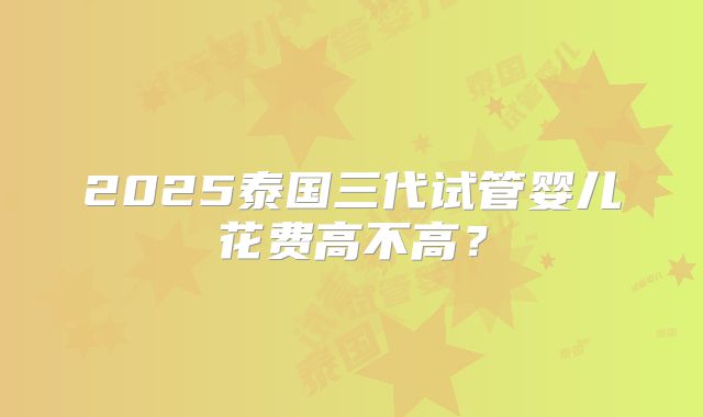 2025泰国三代试管婴儿花费高不高？