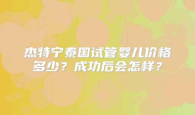 杰特宁泰国试管婴儿价格多少？成功后会怎样？