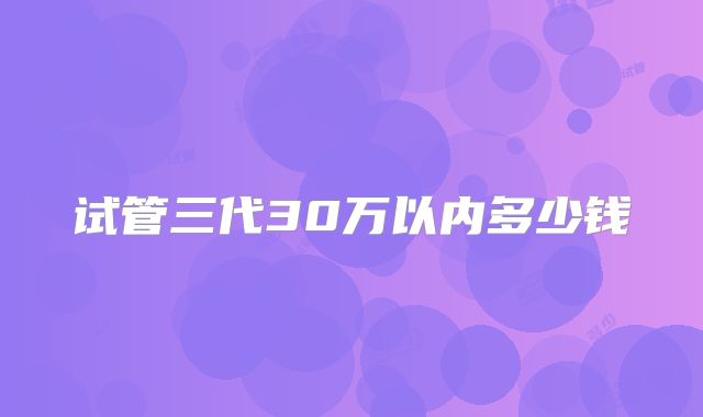 试管三代30万以内多少钱