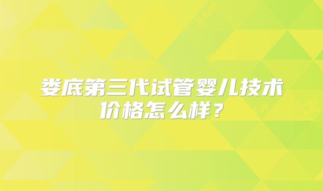 娄底第三代试管婴儿技术价格怎么样?