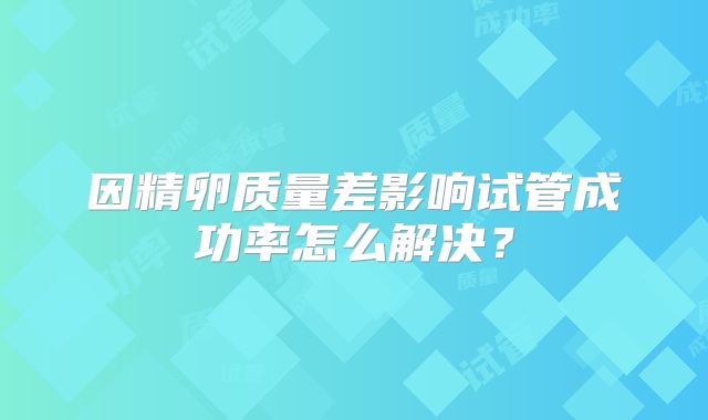 因精卵质量差影响试管成功率怎么解决？