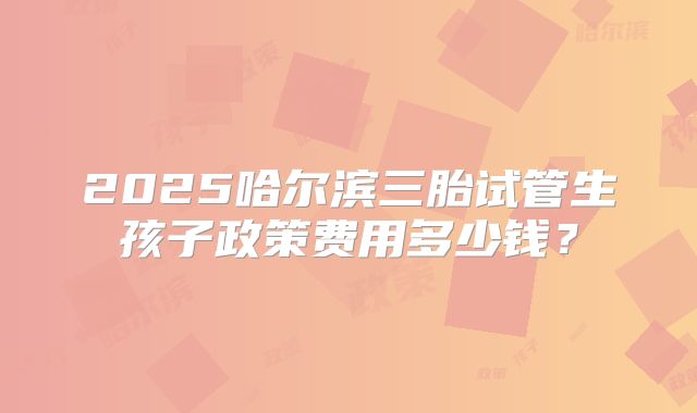 2025哈尔滨三胎试管生孩子政策费用多少钱?