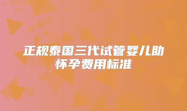 正规泰国三代试管婴儿助怀孕费用标准