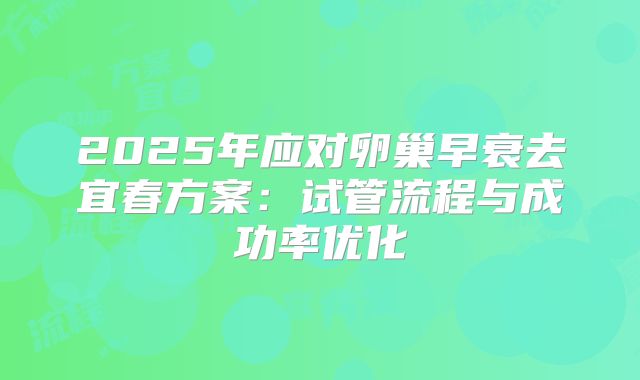 2025年应对卵巢早衰去宜春方案：试管流程与成功率优化