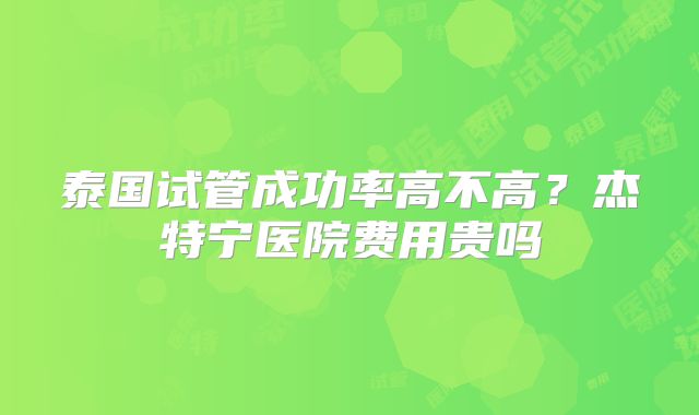 泰国试管成功率高不高?杰特宁医院费用贵吗