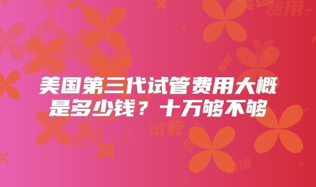 美国第三代试管费用大概是多少钱？十万够不够