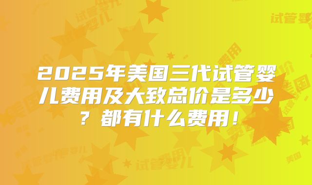 2025年美国三代试管婴儿费用及大致总价是多少？都有什么费用！