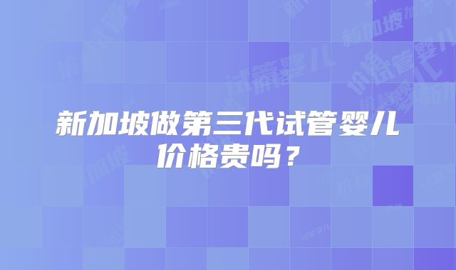 新加坡做第三代试管婴儿价格贵吗？