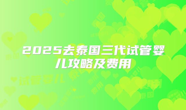 2025去泰国三代试管婴儿攻略及费用