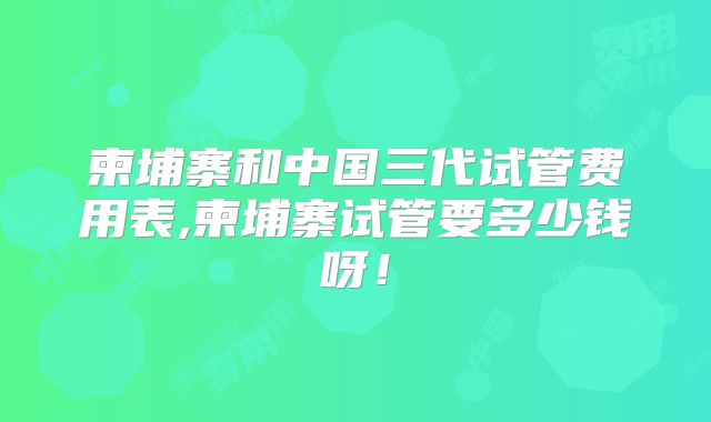 柬埔寨和中国三代试管费用表,柬埔寨试管要多少钱呀!