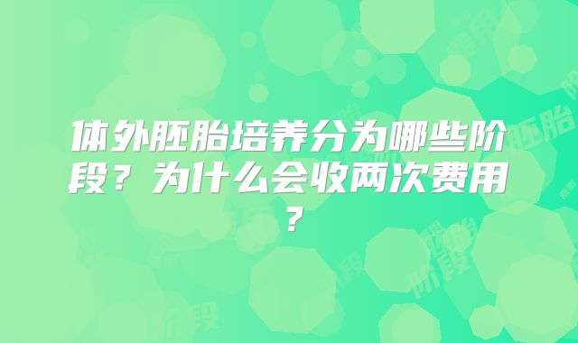 体外胚胎培养分为哪些阶段？为什么会收两次费用？
