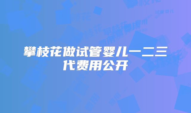攀枝花做试管婴儿一二三代费用公开