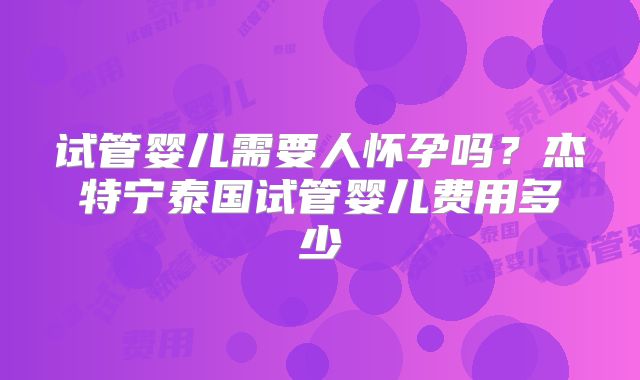 试管婴儿需要人怀孕吗？杰特宁泰国试管婴儿费用多少