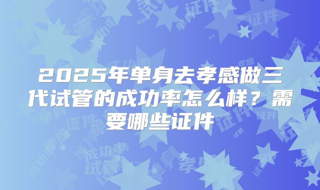 2025年单身去孝感做三代试管的成功率怎么样?需要哪些证件