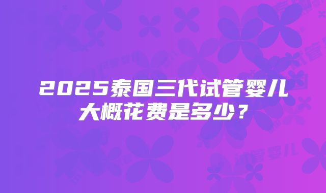 2025泰国三代试管婴儿大概花费是多少?