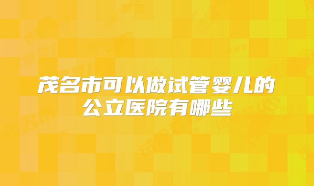 茂名市可以做试管婴儿的公立医院有哪些