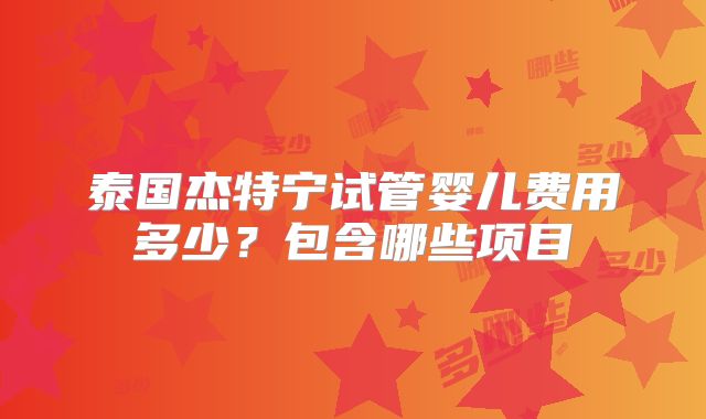 泰国杰特宁试管婴儿费用多少？包含哪些项目