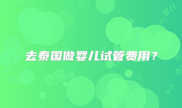 去泰国做婴儿试管费用？