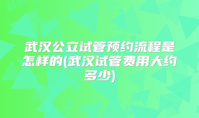 武汉公立试管预约流程是怎样的(武汉试管费用大约多少)