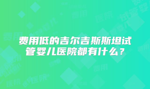 费用低的吉尔吉斯斯坦试管婴儿医院都有什么?