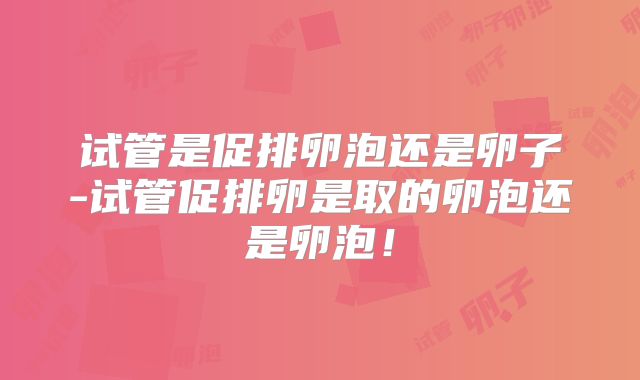 试管是促排卵泡还是卵子-试管促排卵是取的卵泡还是卵泡！