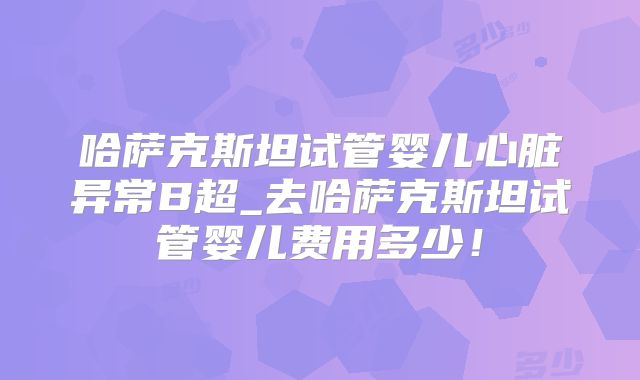 哈萨克斯坦试管婴儿心脏异常B超_去哈萨克斯坦试管婴儿费用多少!