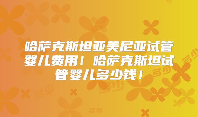 哈萨克斯坦亚美尼亚试管婴儿费用!哈萨克斯坦试管婴儿多少钱!
