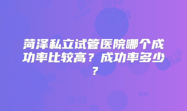 菏泽私立试管医院哪个成功率比较高？成功率多少？