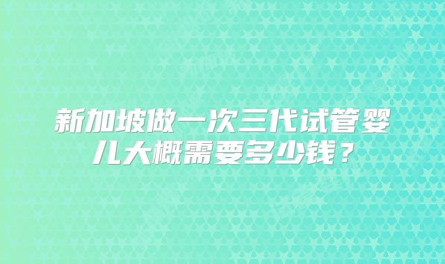 新加坡做一次三代试管婴儿大概需要多少钱？