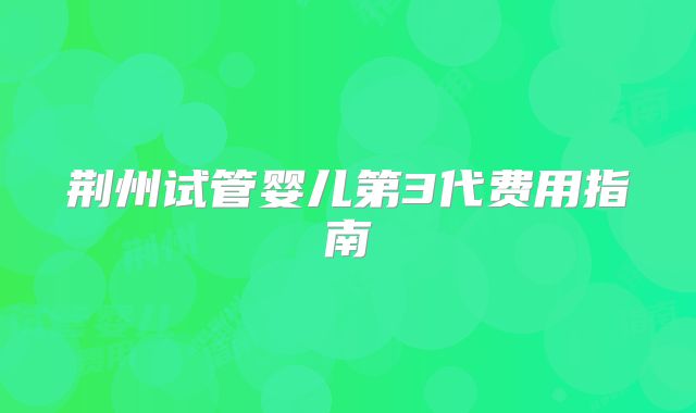 荆州试管婴儿第3代费用指南