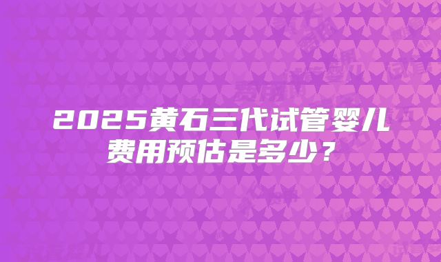 2025黄石三代试管婴儿费用预估是多少？