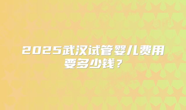 2025武汉试管婴儿费用要多少钱?