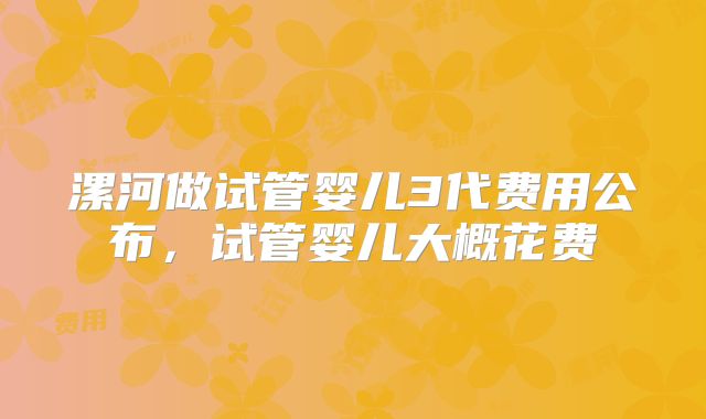漯河做试管婴儿3代费用公布,试管婴儿大概花费