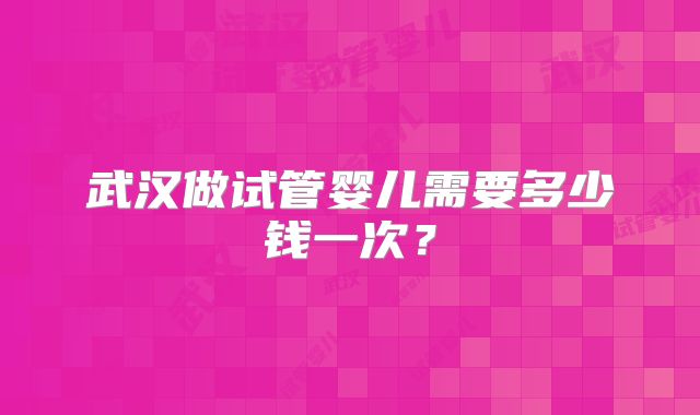 武汉做试管婴儿需要多少钱一次？
