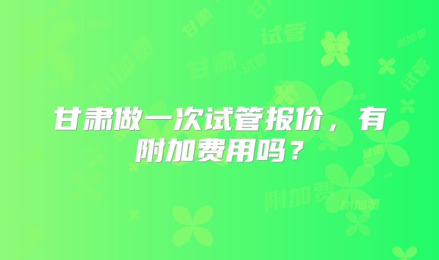 甘肃做一次试管报价，有附加费用吗？